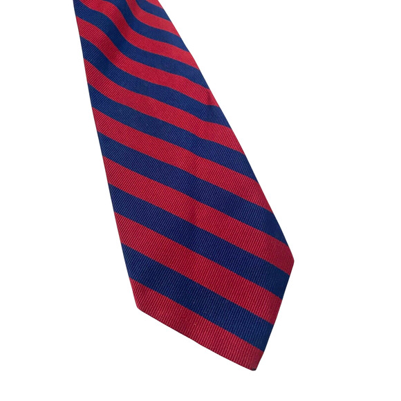 Brooks Brothers Tie Necktie 100% Silk Red Blue Diagonal Repp Prep Stripe USA - Picture 2 of 5